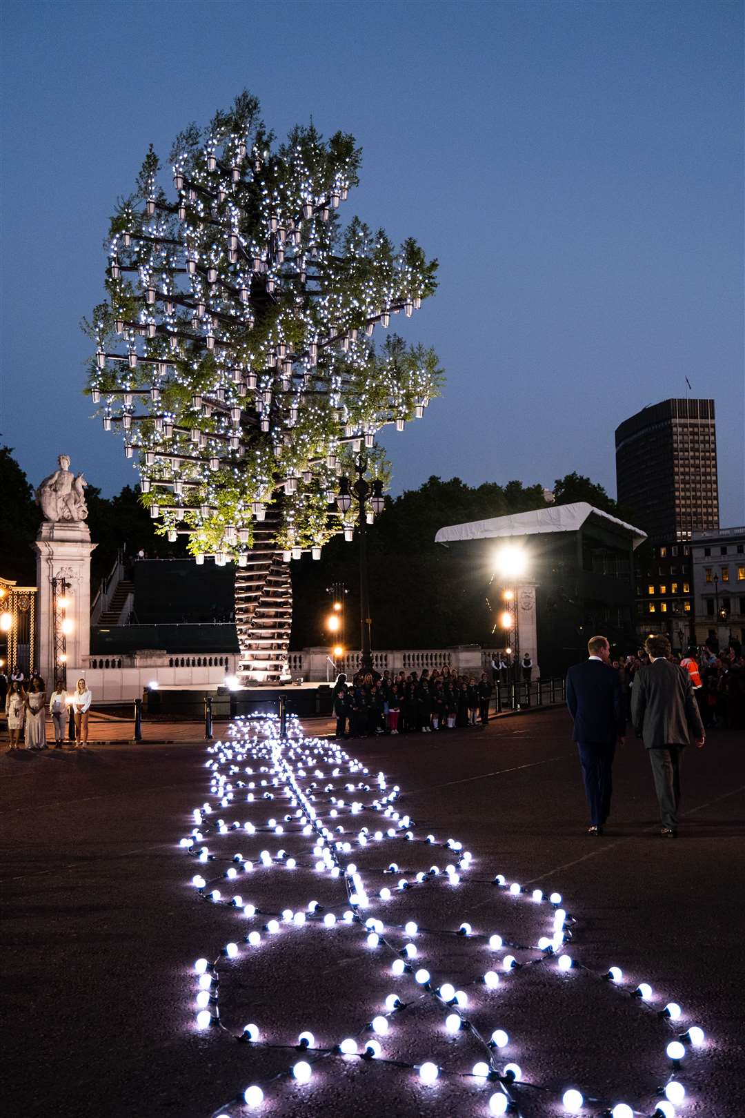 A total of 350 trees made up the Tree of Trees outside Buckingham Palace. Picture: The Queen's Green Canopy