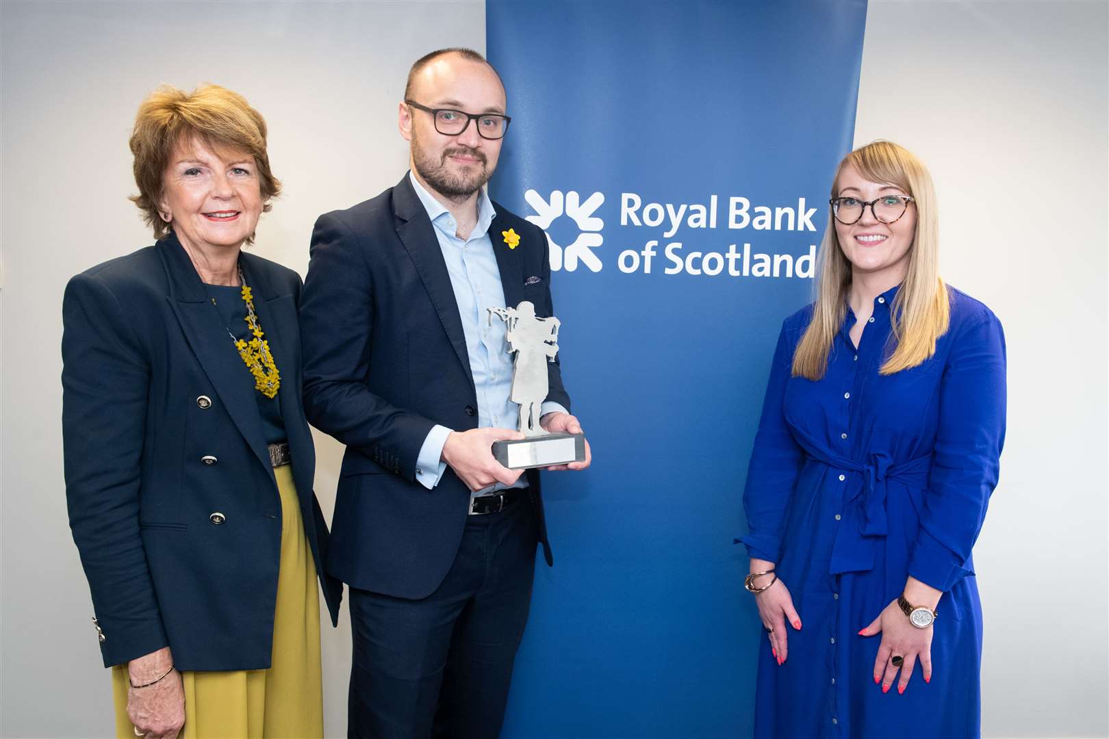 HITA Director Marina Huggett with Ryan Fraser and Mairi MacDonald of lead partner and Climate Champion Award sponsor, Royal Bank of Scotland.  Photo: Callum Mackay