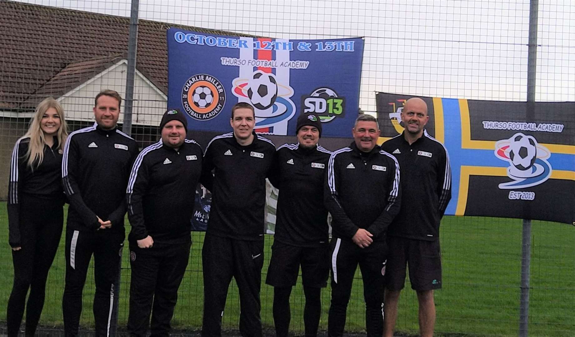 From left: Keira Gunn (High Life Highland young leader), Rab Wyatt (coach), John McFaulds (coach), Alyn Gunn (head of coaching for Thurso Football Academy), Simon Donnelly, Charlie Miller and Richie Campbell (Thurso Football Academy club development officer).