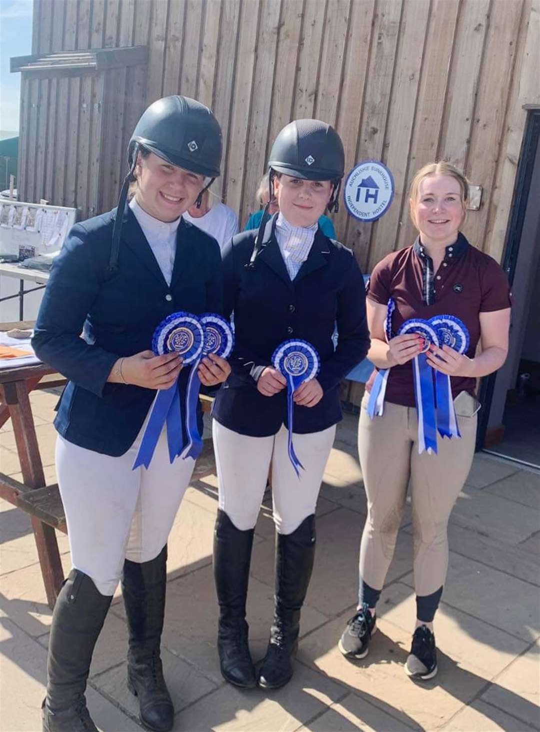 Three members of the winning 90cm horse trials team – (from left) Lauren Oag, Alysha Holmes and Emma Coghill.