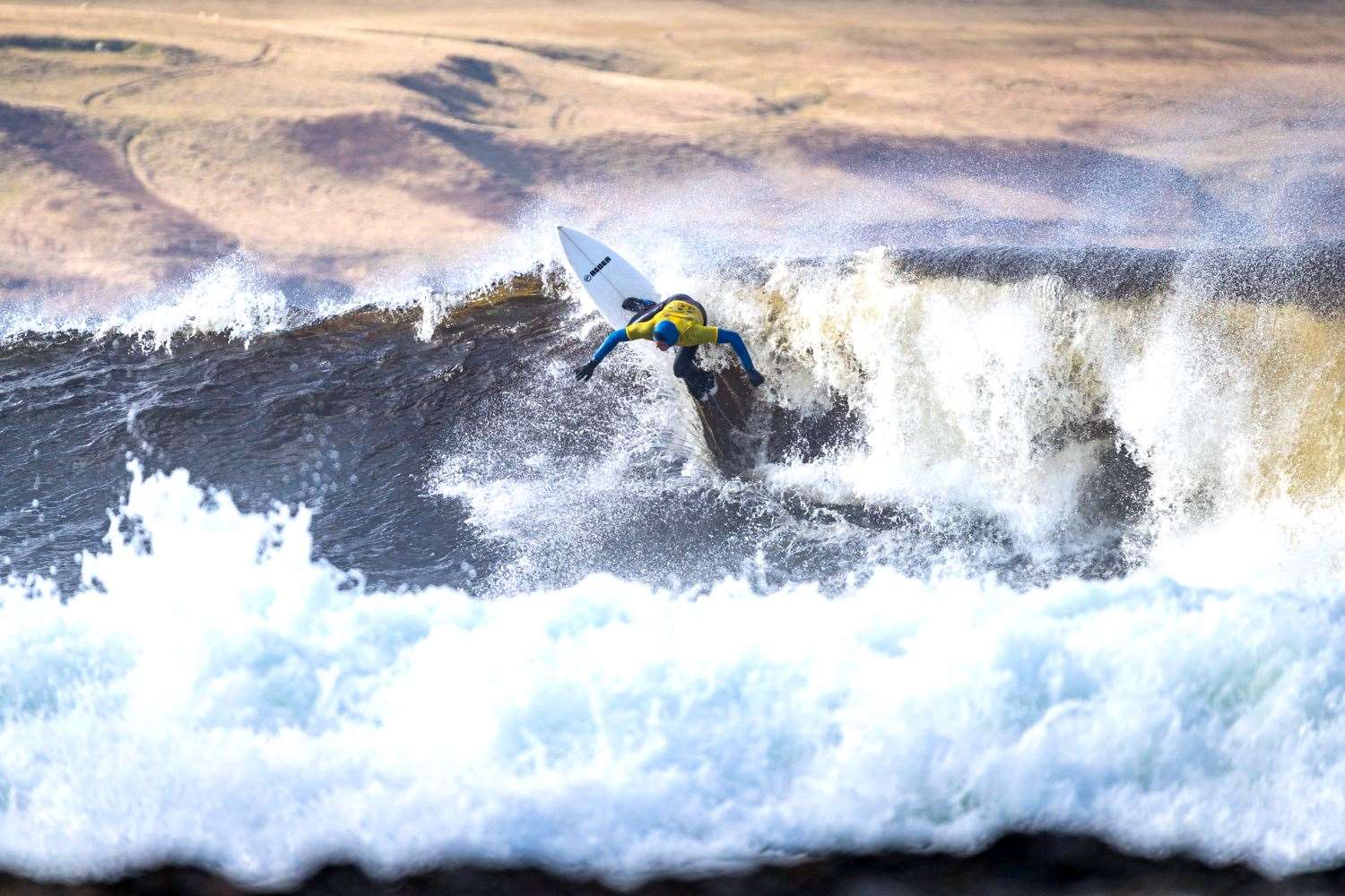 Thurso-based surfer Mark Boyd taking part in the British Surfing Championships held in Thurso in April. He is defending his Scottish surfing championship title this weekend. Picture: Studiograff Photography