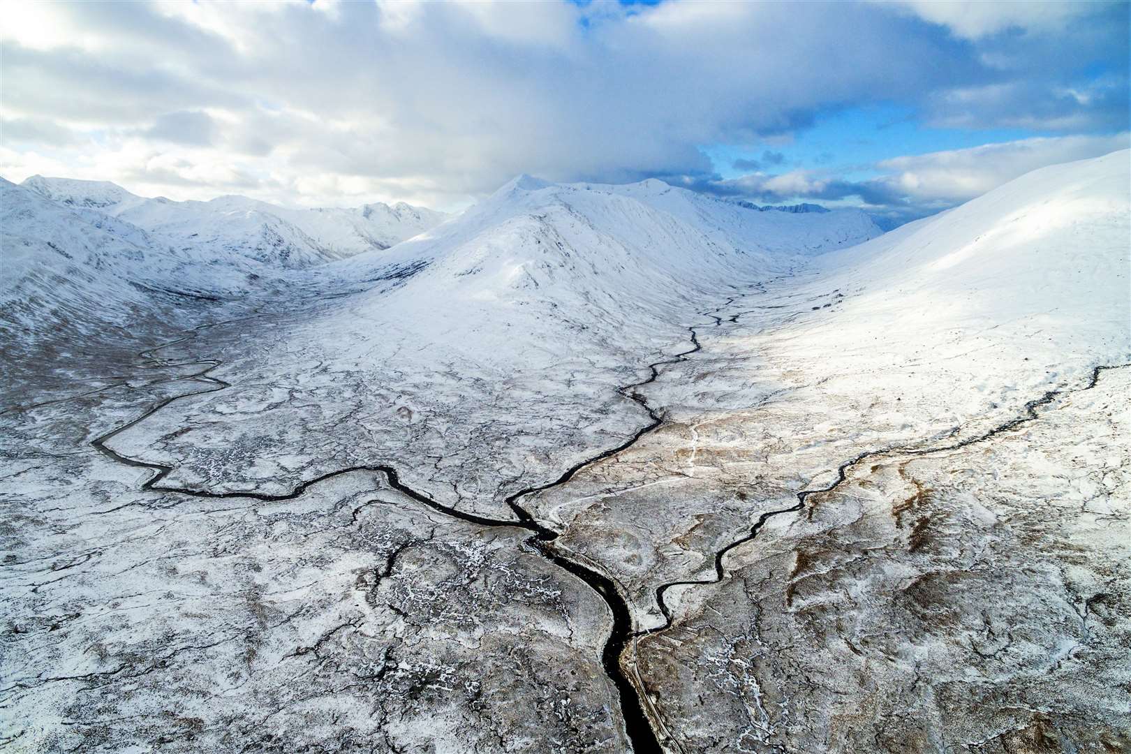 The three tributaries of the River Affric are bare and treeless.