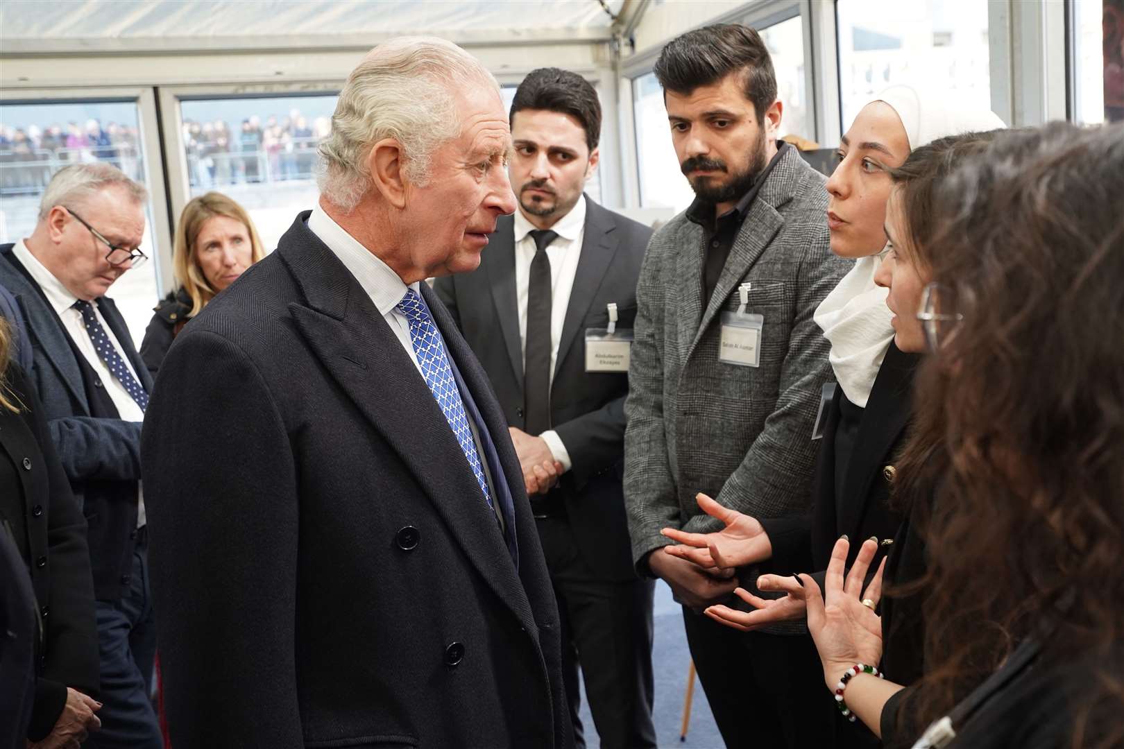Charles talks with members of the Syrian diaspora community (Stefan Rousseau/PA)