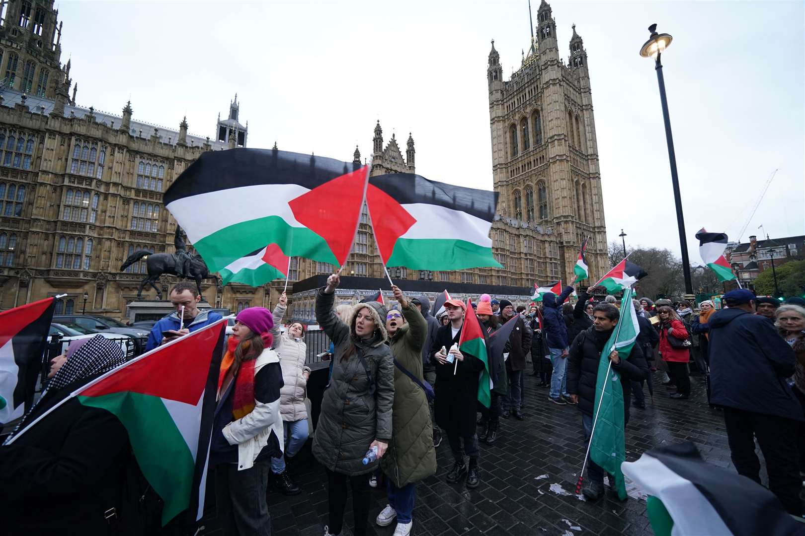 The Israel-Hamas conflict has sparked months of protests across the UK, including outside Parliament (Lucy North/PA)