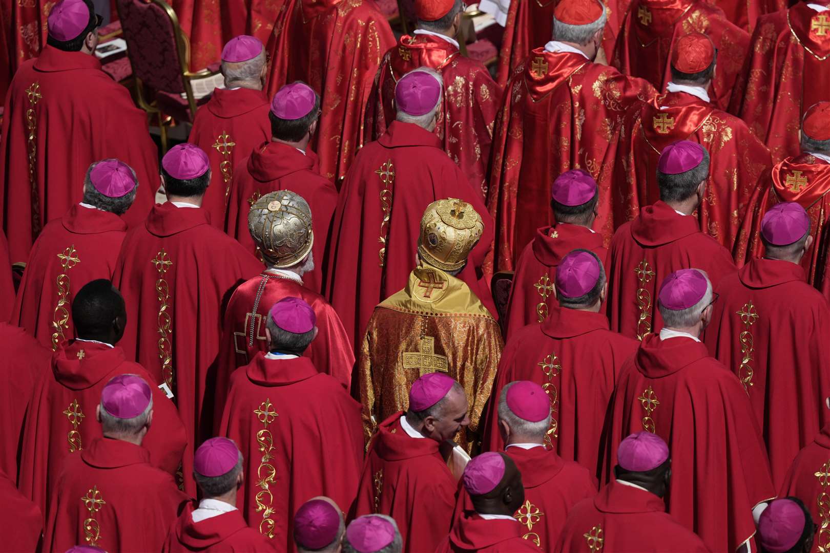 Cardinals stand during the funeral (Gregorio Borgia/AP)