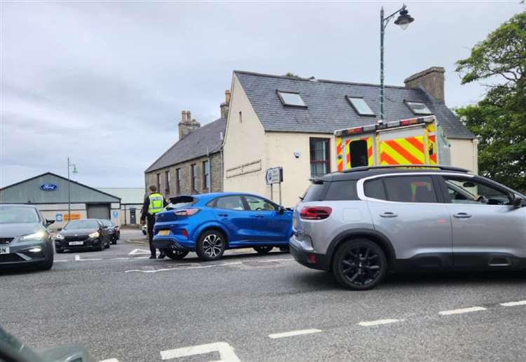 Car crash at busy junction in Thurso