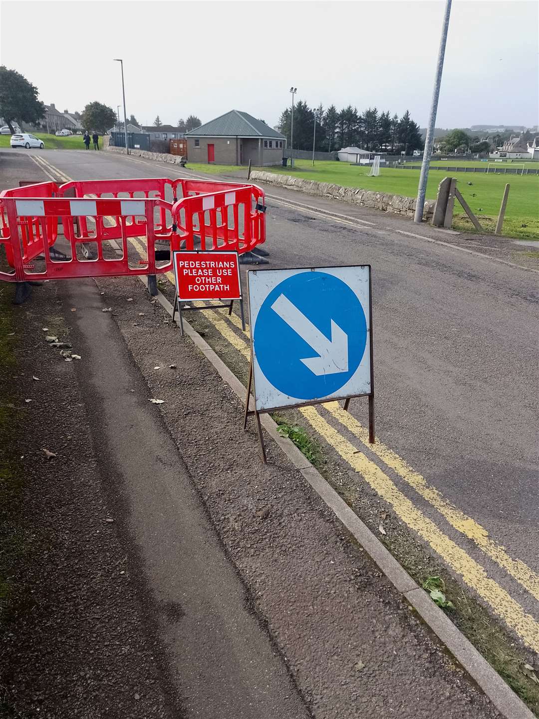 Barriers have been placed around the affected area in Sir Archibald Road, across from Sir George's Park. Picture: Caithness Roads Recovery
