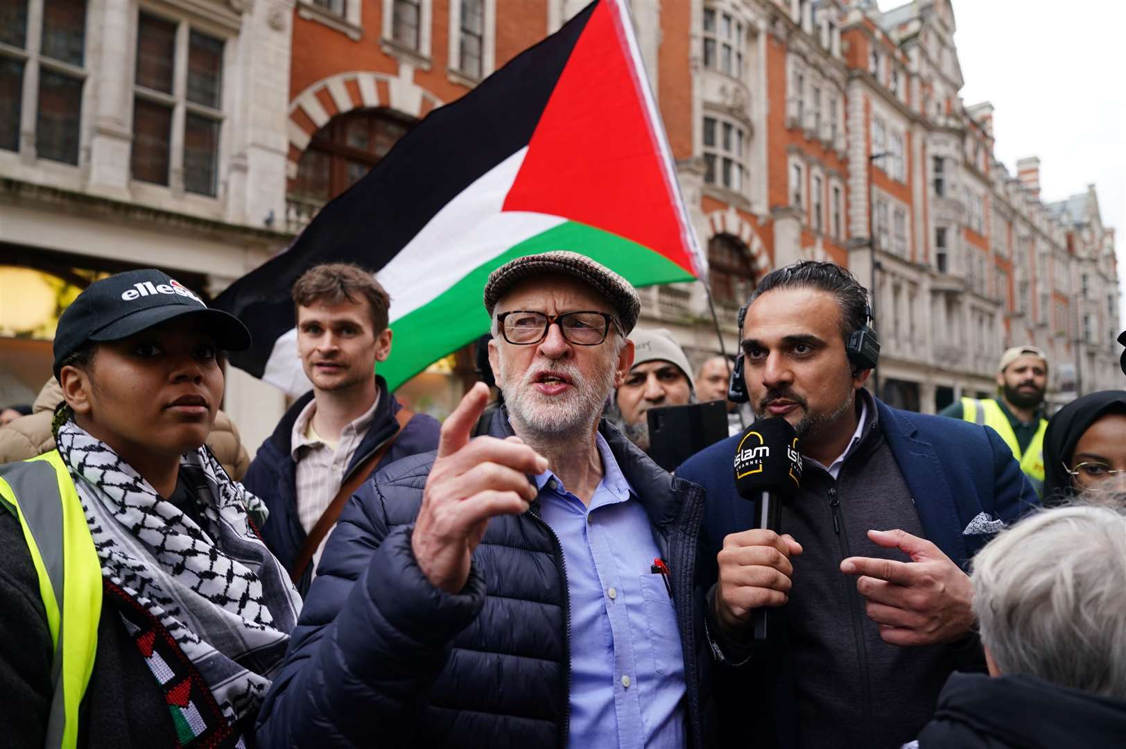 Former Labour Party leader Jeremy Corbyn takes part in a pro-Palestine march in central London (Jordan Pettitt/PA)