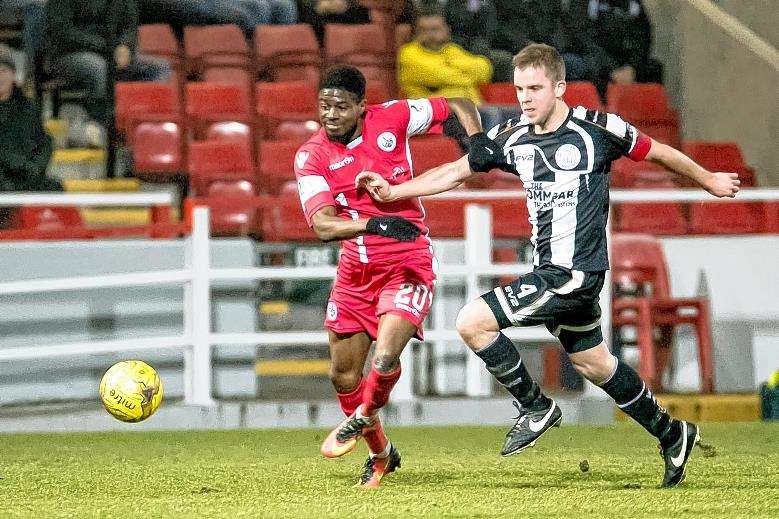 Alan Farquhar (right) in action for Academy a year ago in their Scottish Cup third round 2-0 defeat versus Stirling Albion. Picture Mel Roger