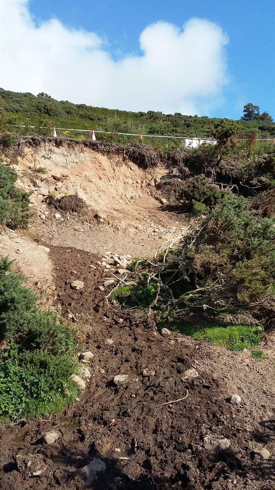 The landslide under the A9 near Portgower in 2018. Picture: Matthew Reiss