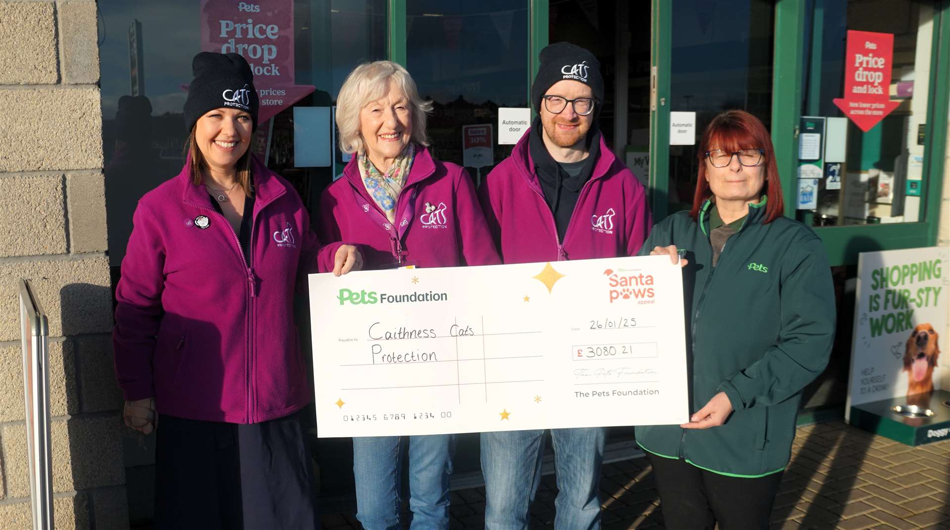 Caithness Cats Protection volunteers outside Pets at Home shop in Wick. Picture: DGS