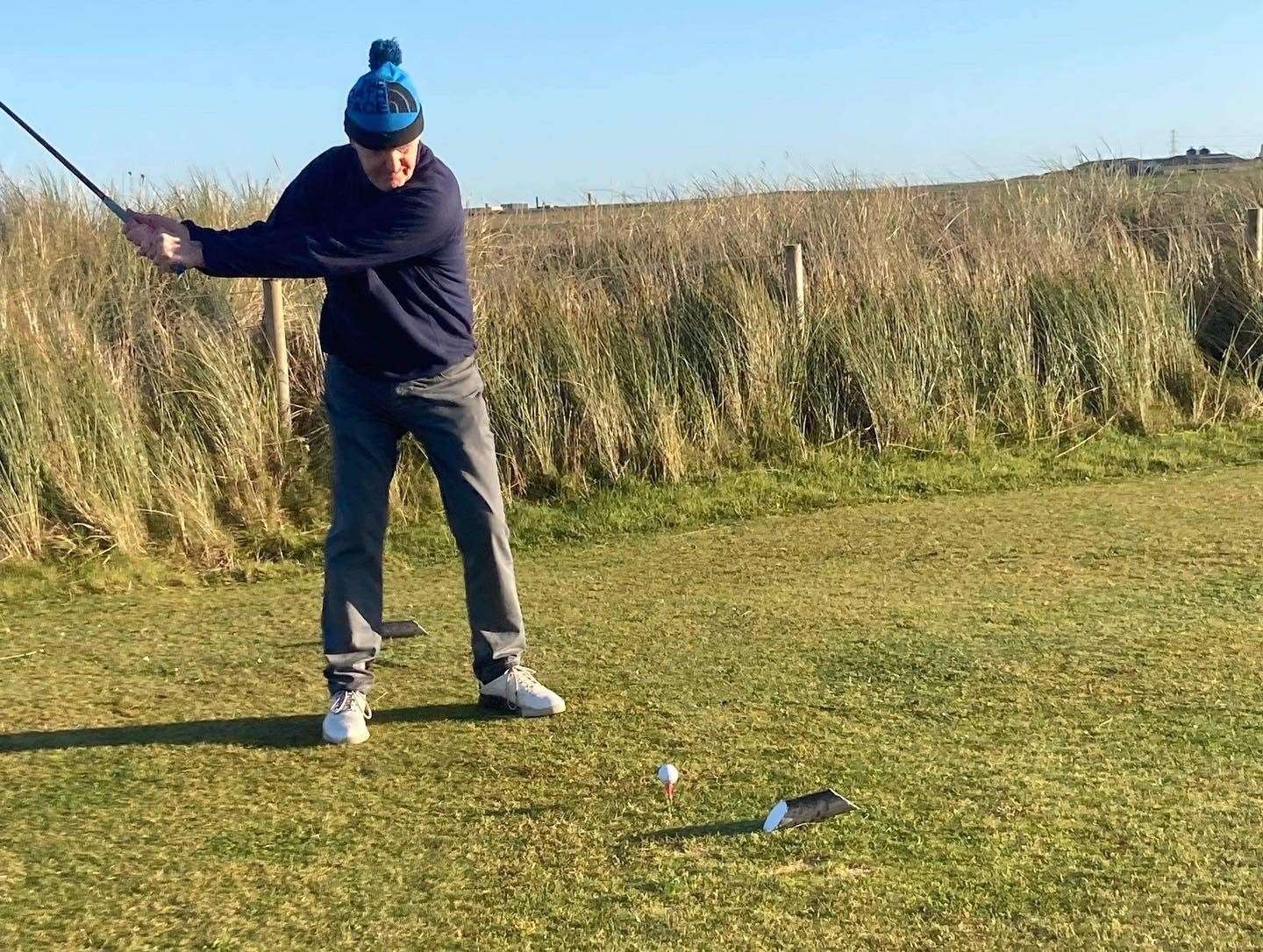 John O’Brien, winner of the latest round of the gents' winter league Stableford competition, teeing off at the sixth hole.