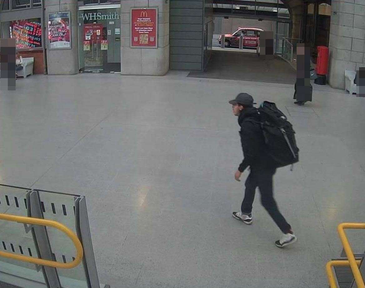 CCTV footage of Salman Abedi at Victoria railway station ahead of detonating his bomb in the City Room foyer of Manchester Arena (GMP/PA)