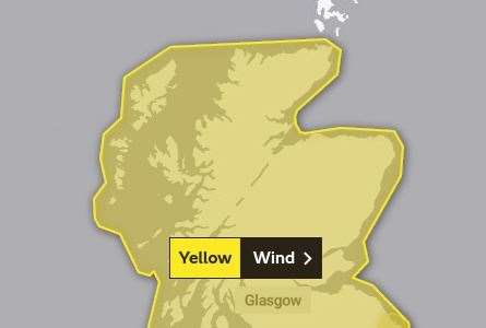 The yellow warning will begin at midday on Sunday. Pic: Met Office
