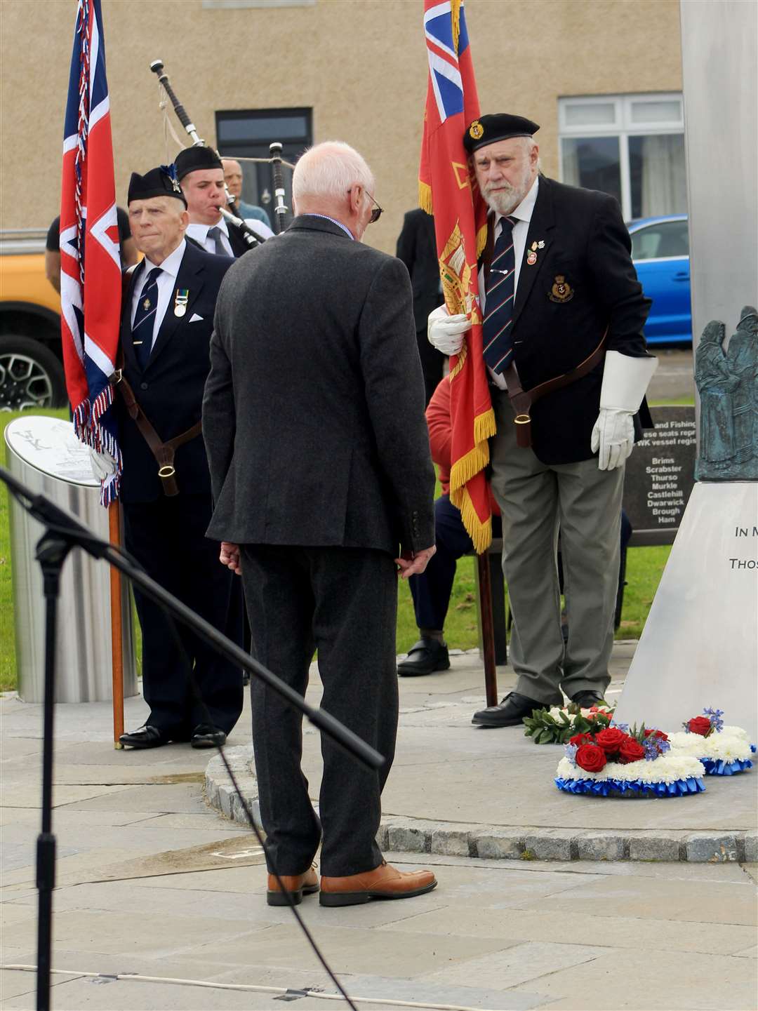 Edward Atkins after laying a wreath on behalf of the fishing industry. Picture: Alan Hendry