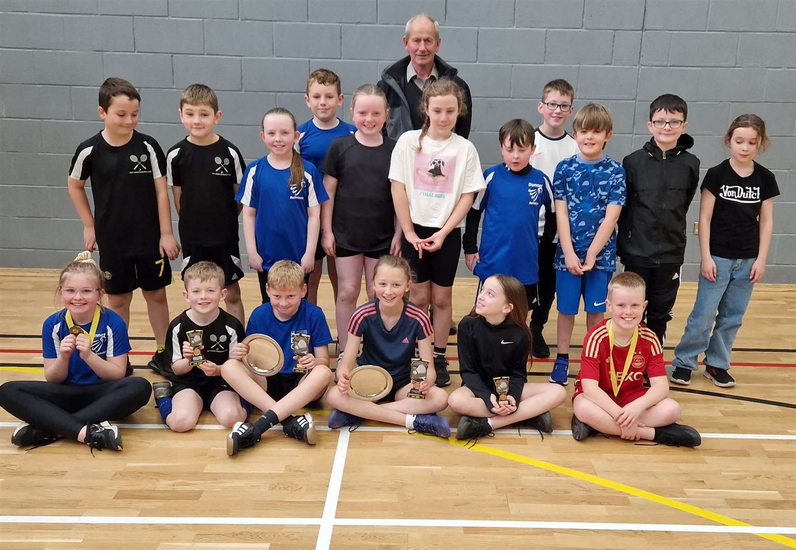 Competitors in the 2023/24 under-11 badminton championship at the community campus in Wick.
