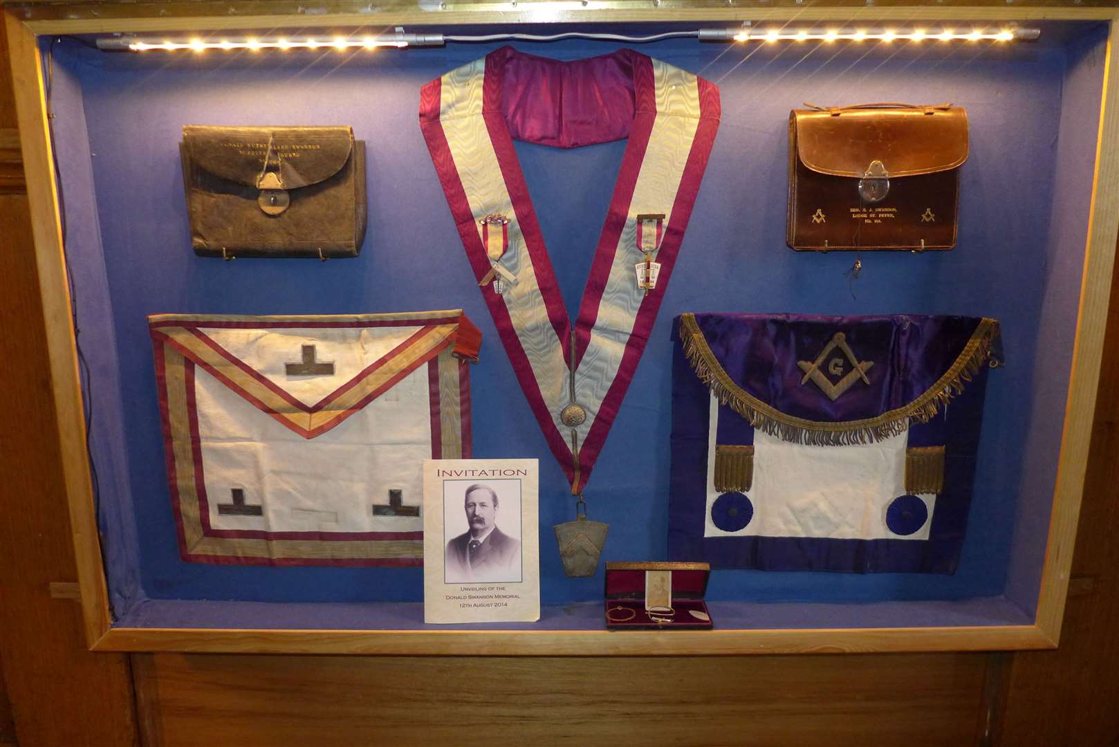 On display in St Peter's Operative Lodge is the regalia worn by Donald Swanson, who was born at Geise Distillery in August 1848 and moved to Thurso in 1850. A member of the lodge, he became an officer in the Metropolitan Police in London and was at one point in charge of the Jack the Ripper investigation. A memorial to him was placed outside Thurso Police Station in August 2014. Picture: Willie Mackay