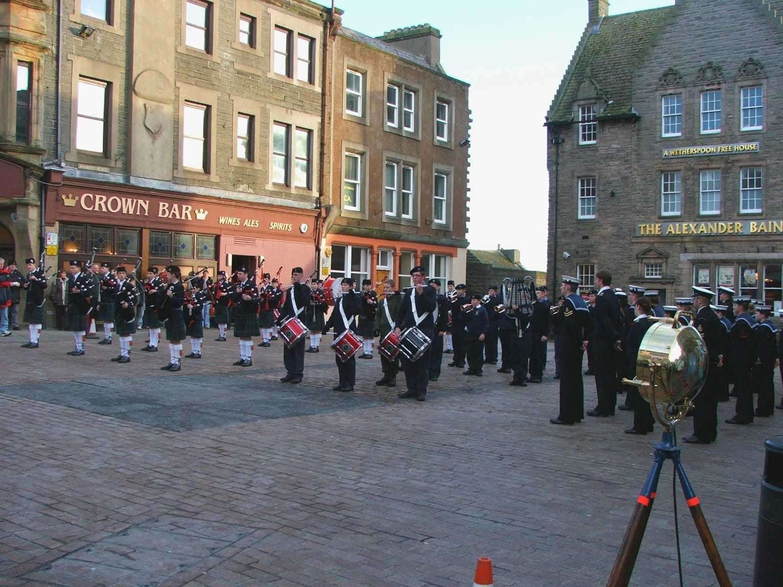 Wick Sea Cadets out on parade in Market Square.
