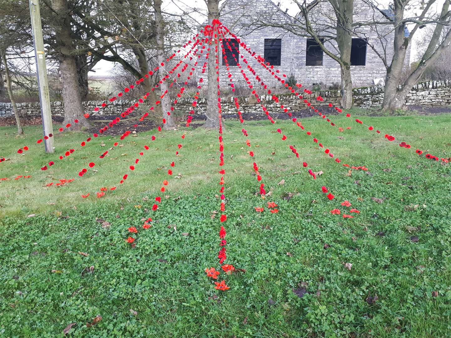 The poppy display at Latheron created by the Caithness Community Connection's craft group.