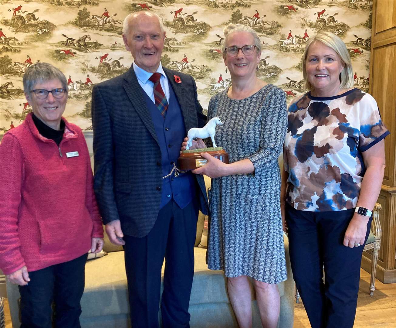 From left: Elizabeth Furness, area chairperson of Grampian and Highland RDA, Jimmy Johnston, honorary president of Caithness RDA, Heather Carberry, recipient of the Bambi Award for 2024, and Judith Miller, the Caithness RDA chairperson.