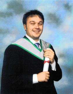 The graduation photo of Stewart Milnes, who had studied at Stirling University.