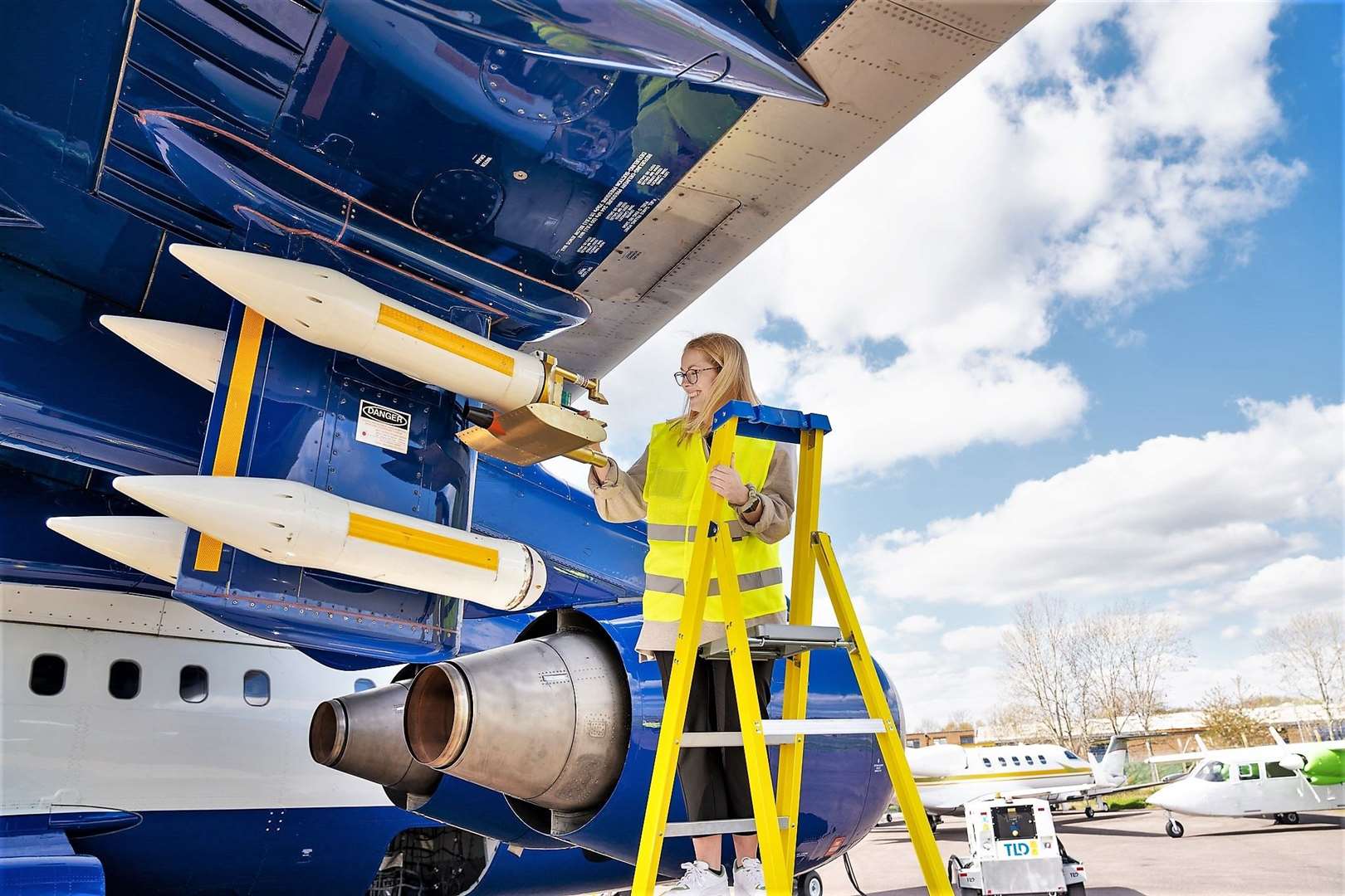 Wing pylon-mounted atmospheric instruments which are able to collect undisturbed air as the aircraft flies. Picture: National Centre for Atmospheric Science