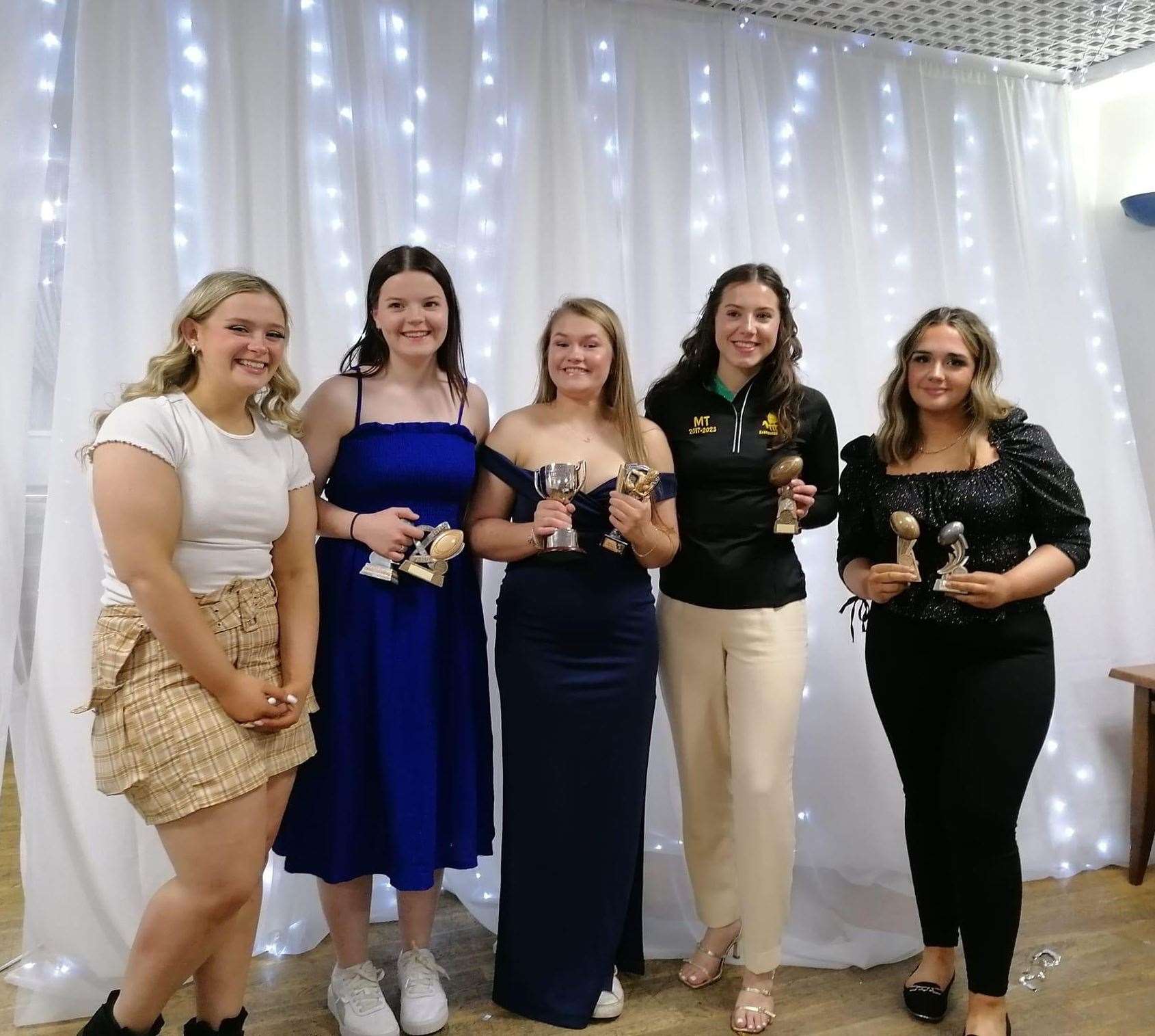 Under-18s at the Caithness girls' rugby awards event.