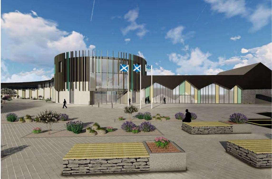A computer image of the new HMP Highland to be built near Inverness Centre retail park.