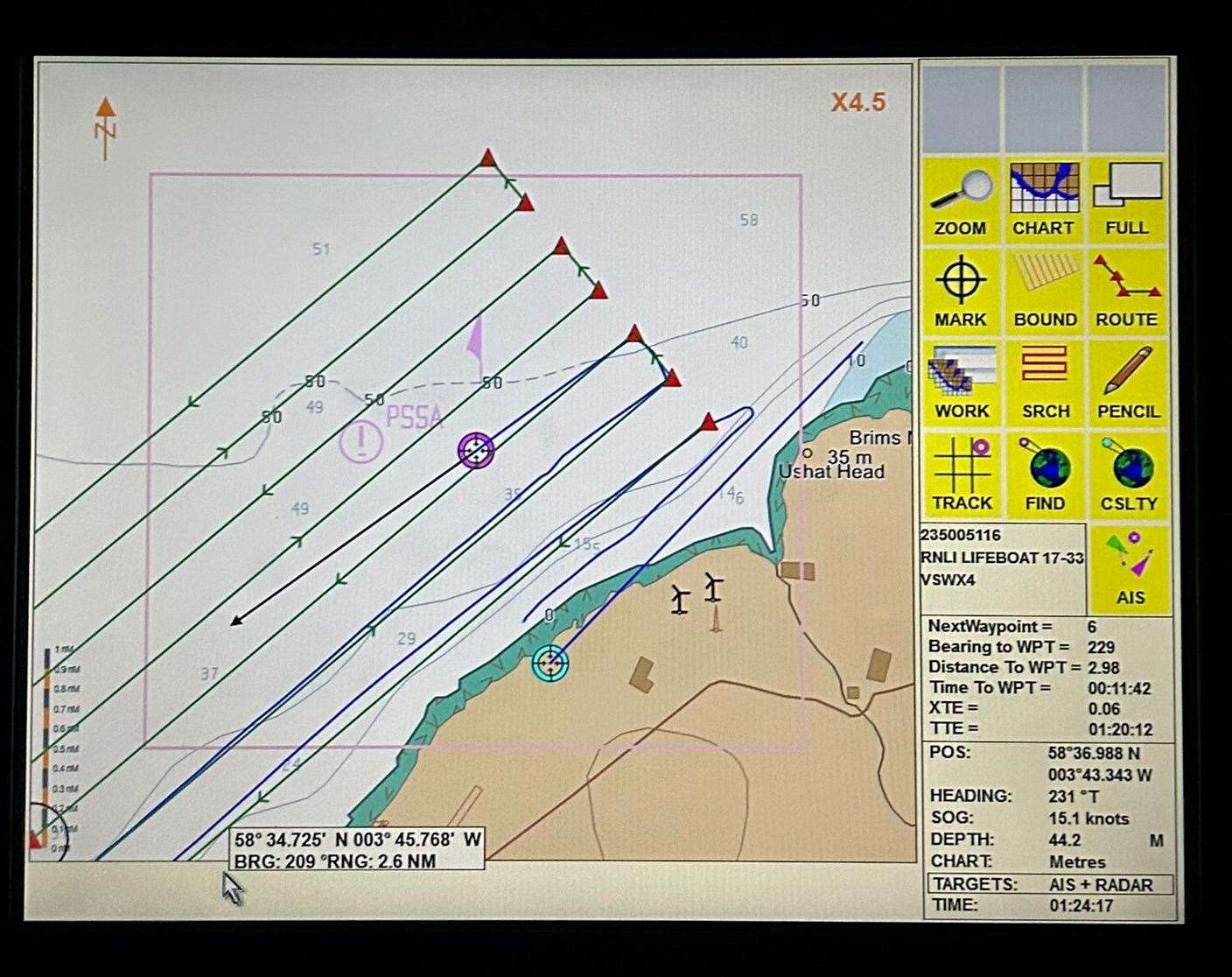 A scan of the search activity as shown on RNLI Thurso's social media.