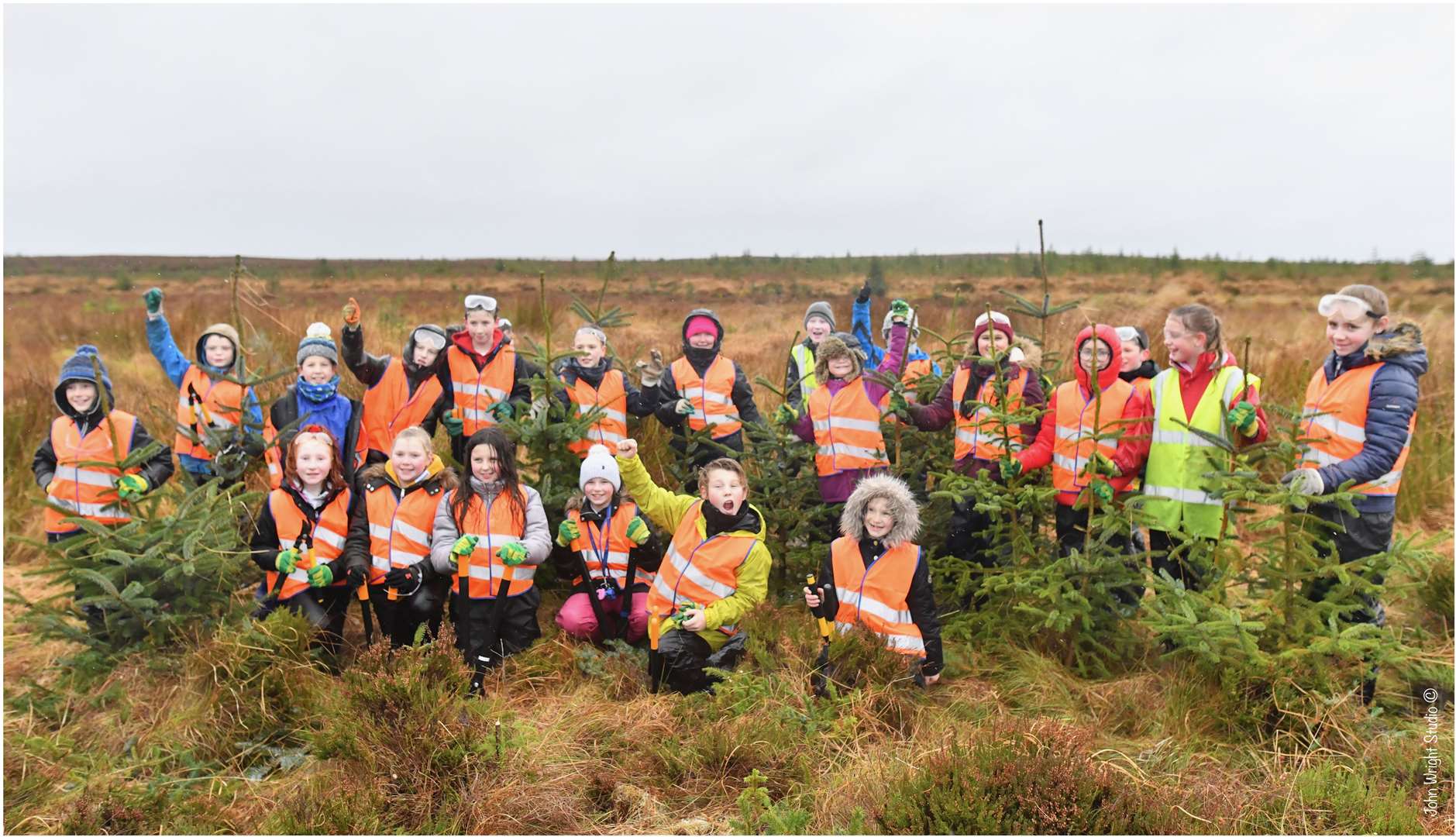 The children from P6 and P7 at Lybster said they had a 'fantastic day out' in the Flow Country. Picture: John Wright