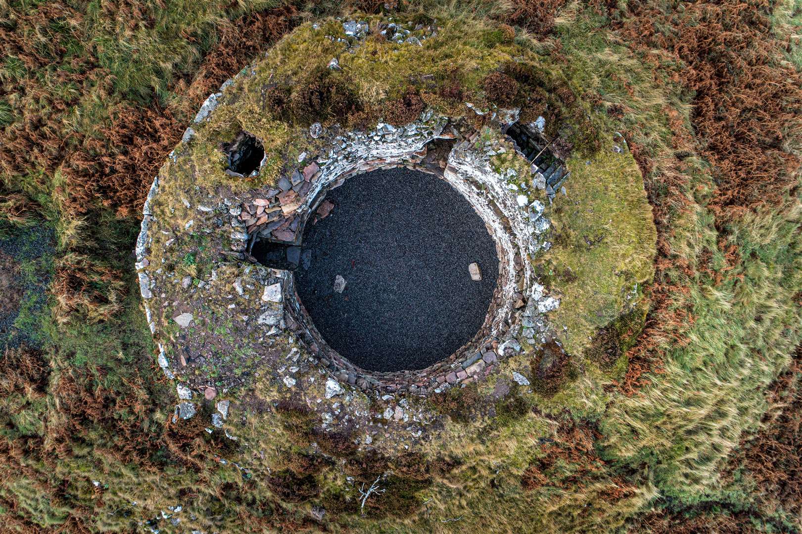 An image shot from a drone looking directly into the broch after the work was completed. Picture: Angus Mackay