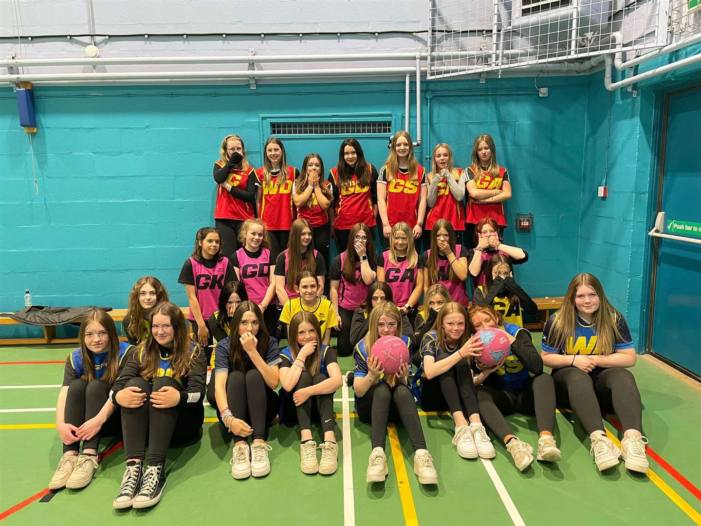 S2 netball players during house week at Thurso High School.