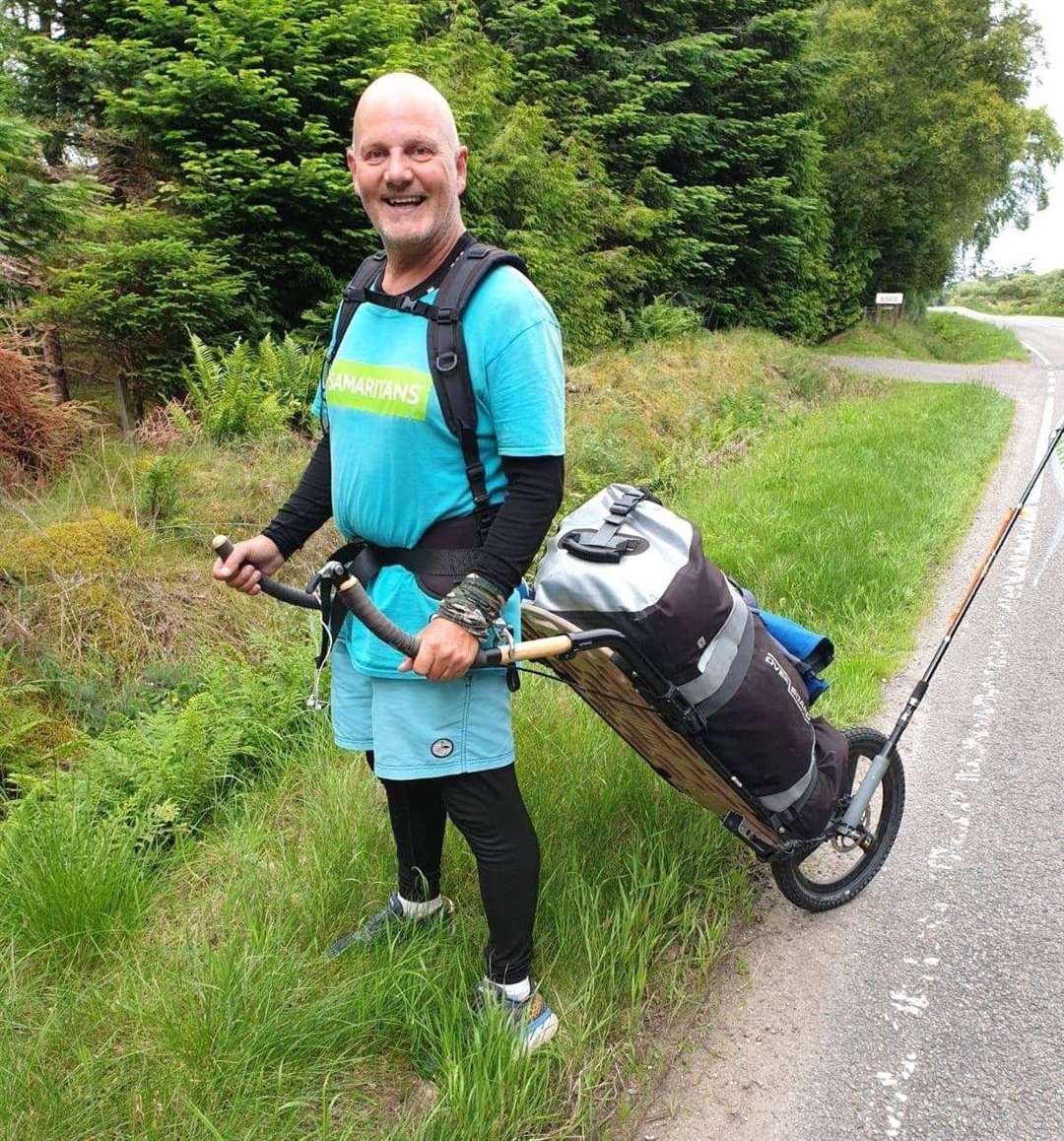 Dave Matthews, from the Doncaster branch of Samaritans, is walking 6000 miles over a two-year period and arrived in Thurso last week.