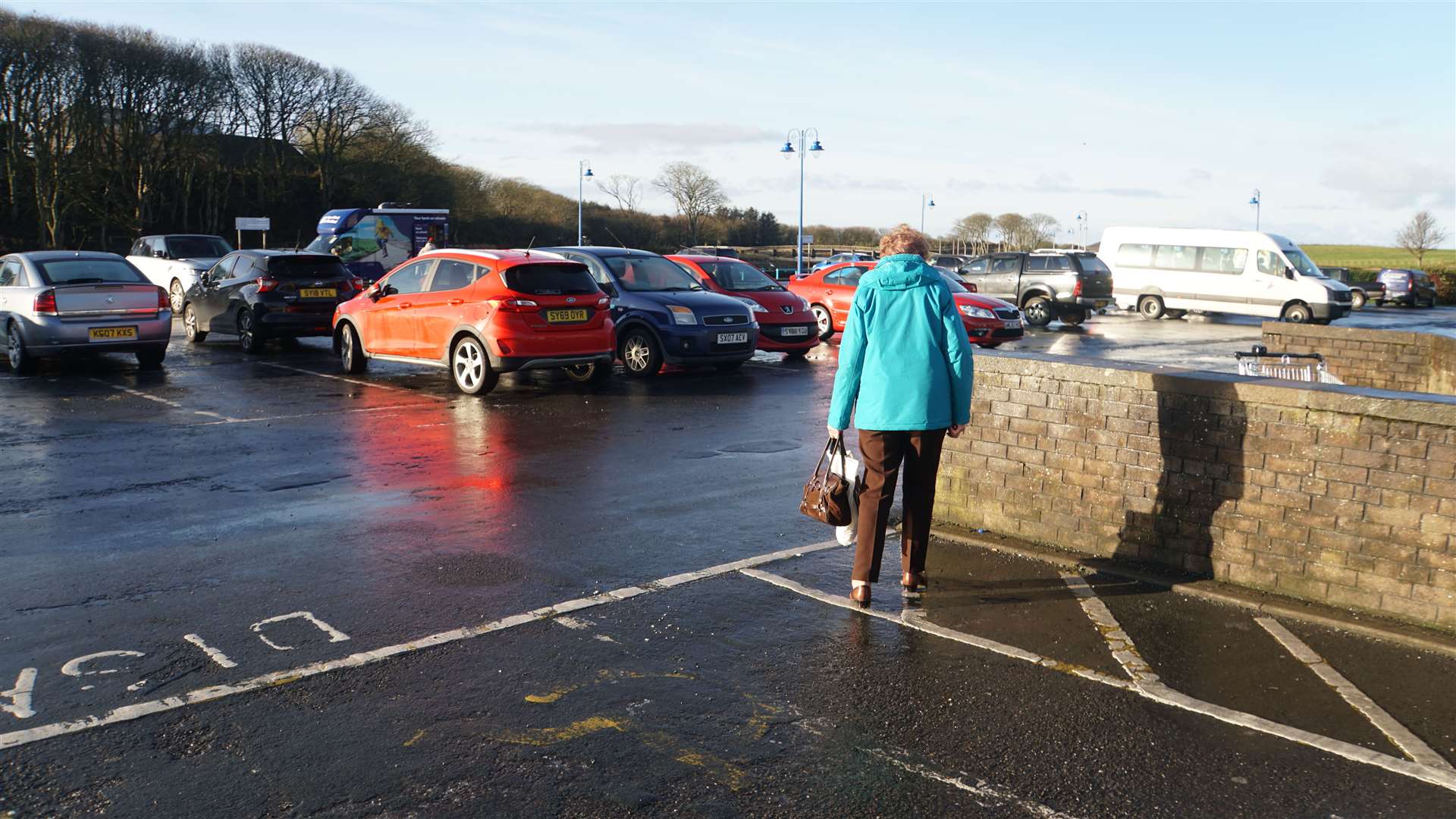 Many people struggled to cross the Riverside car park in Wick due to the ice.
