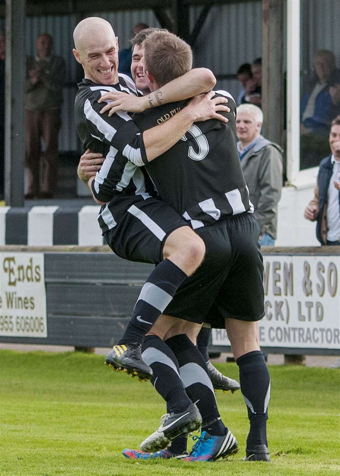 Gary Weir (left) celebrating another goal for Wick Academy at Harmsworth Park during the eventful 2012/13 Highland League campaign. Picture: Mel Roger
