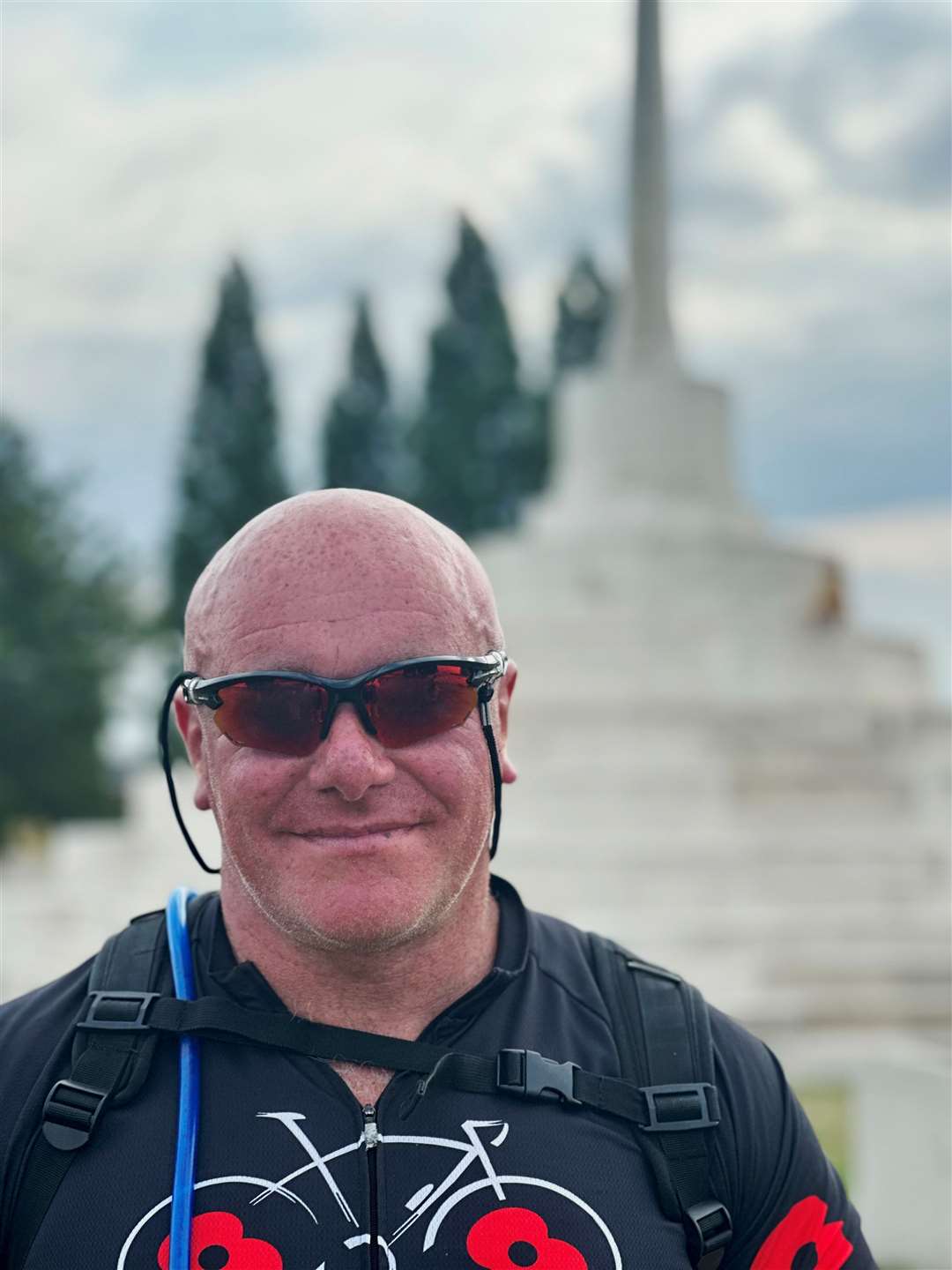 Kev during his three-day charity bike ride around WWI battlefield sites and cemeteries in France and Belgium last summer.