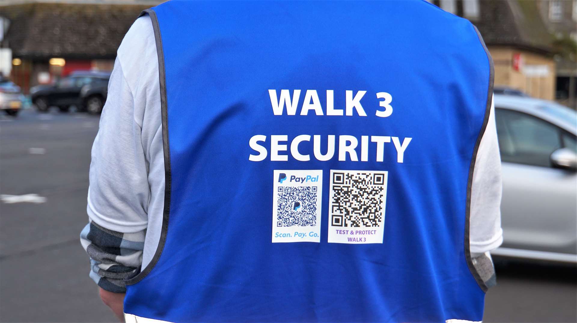 Iain has QR codes on his back that anyone can scan with their smartphone for further information. Picture: DGS