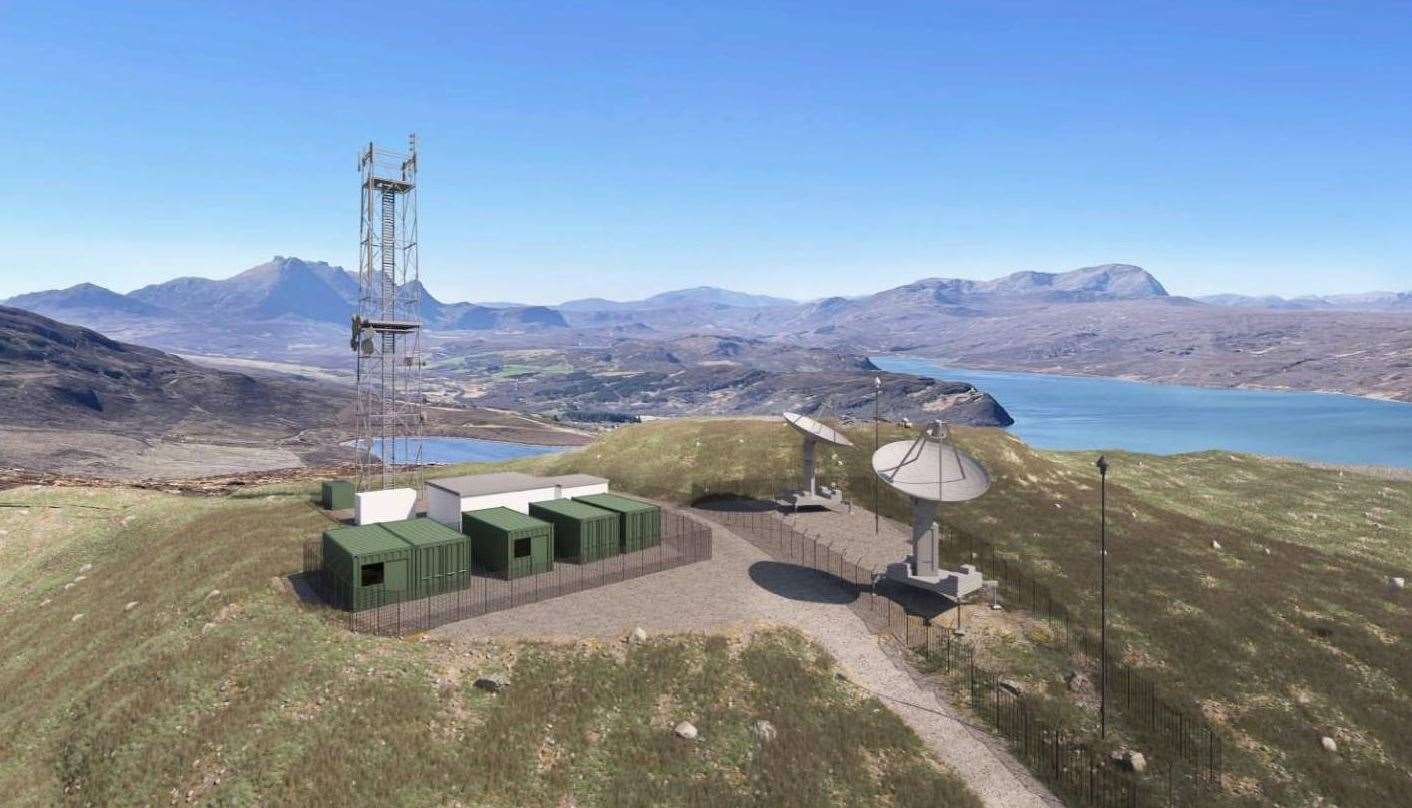 An artist's impression of the antenna park on top of Ben Tongue.