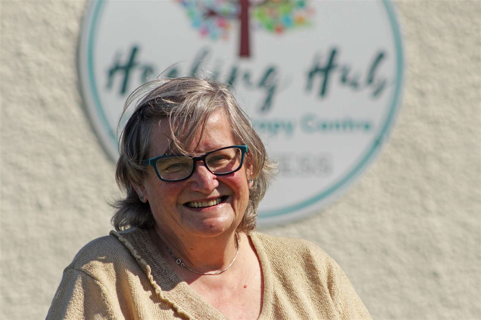 Chrissie Gunn, chairperson of MS Therapy Centre Wick, outside the Healing Hub at Wick's Braehead. Picture: Alan Hendry