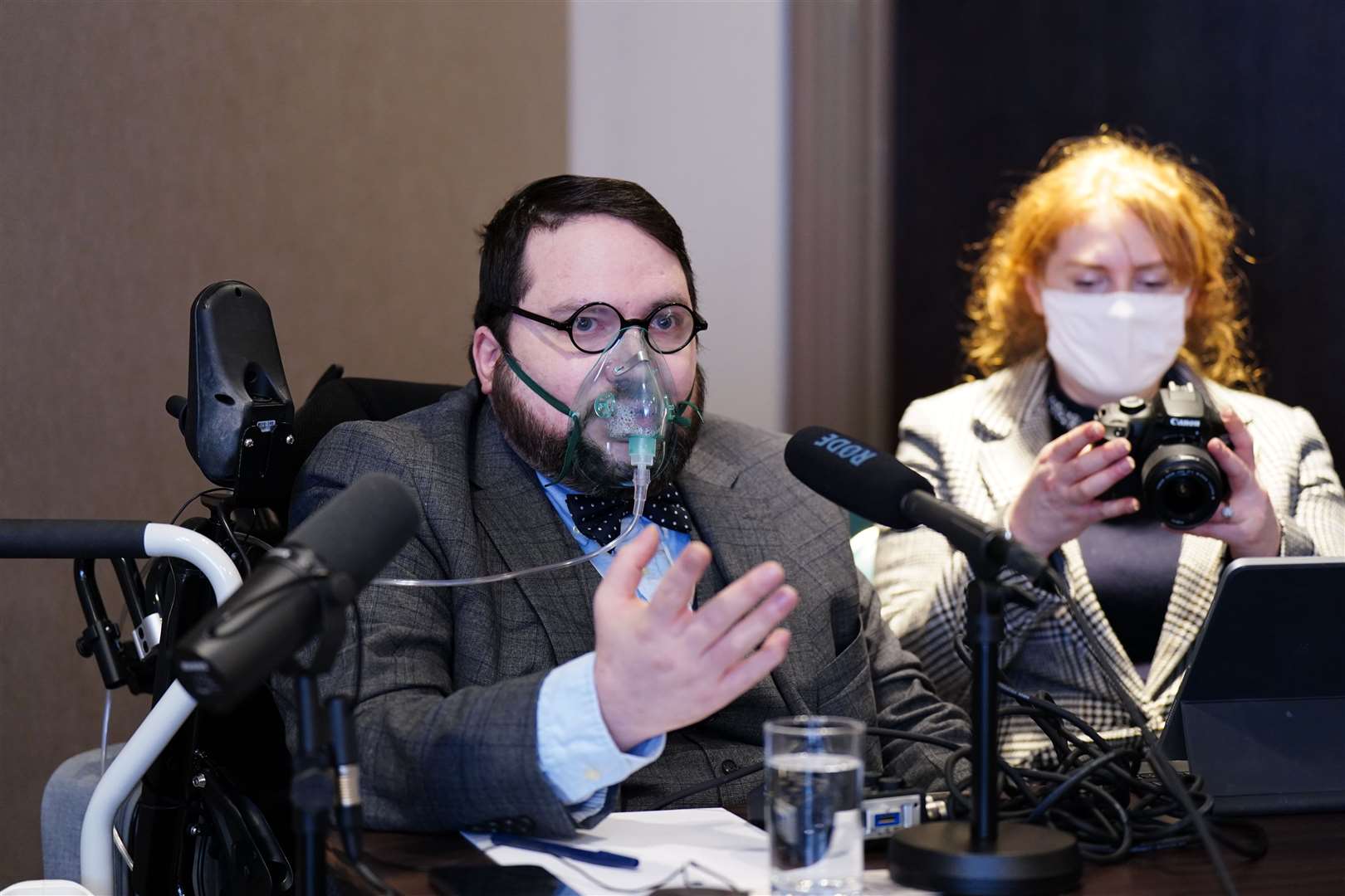 Nicholas Rossi and his wife Miranda give a press conference in 2022 (Jane Barlow/PA)