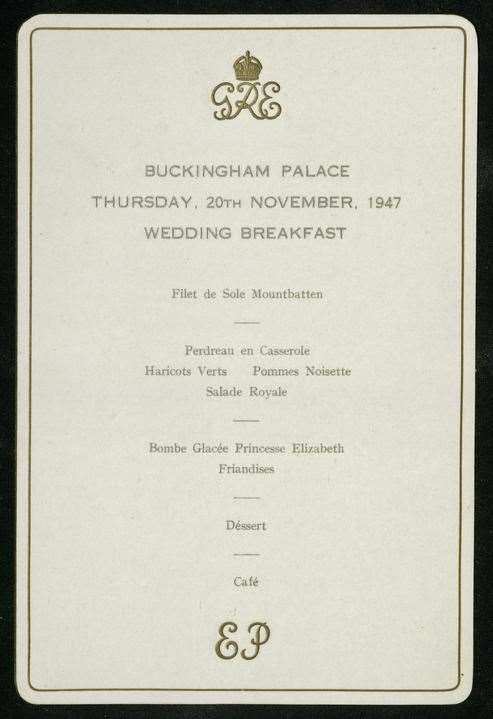 The wedding breakfast menu is part of the display (Royal Collection Trust/Her Majesty Queen Elizabeth II 2021/PA)