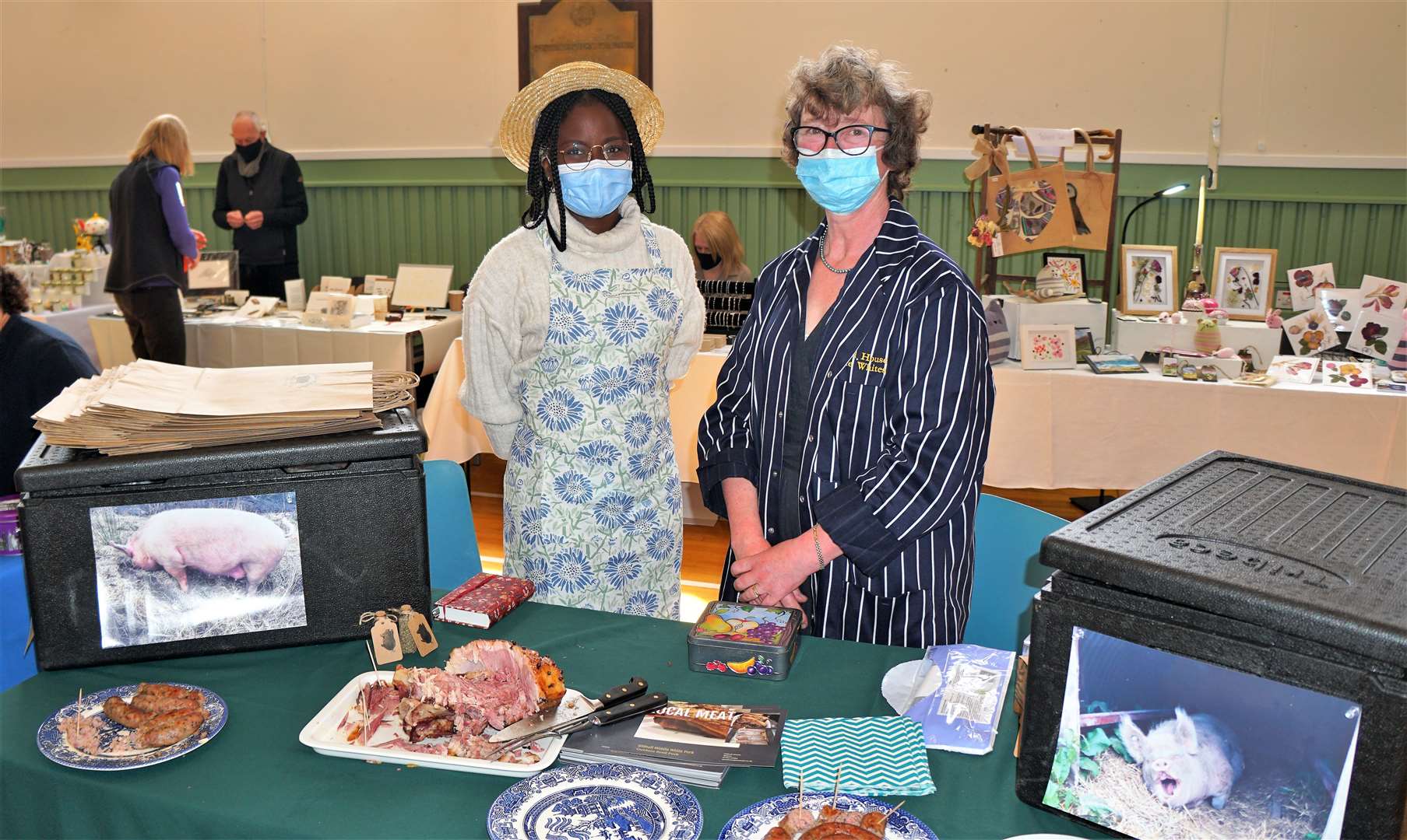 More local produce from Oldhall Middle White Pork with Stephanie Opara, left and Maria Wybrew. Picture: DGS