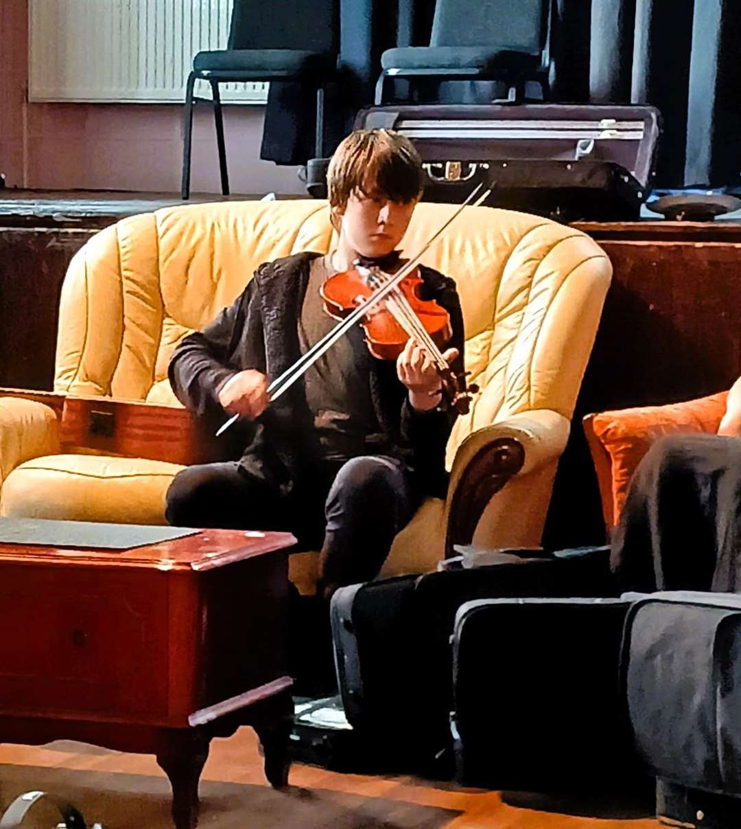 Lewis Lee plays the fiddle. Picture: Dan Ross