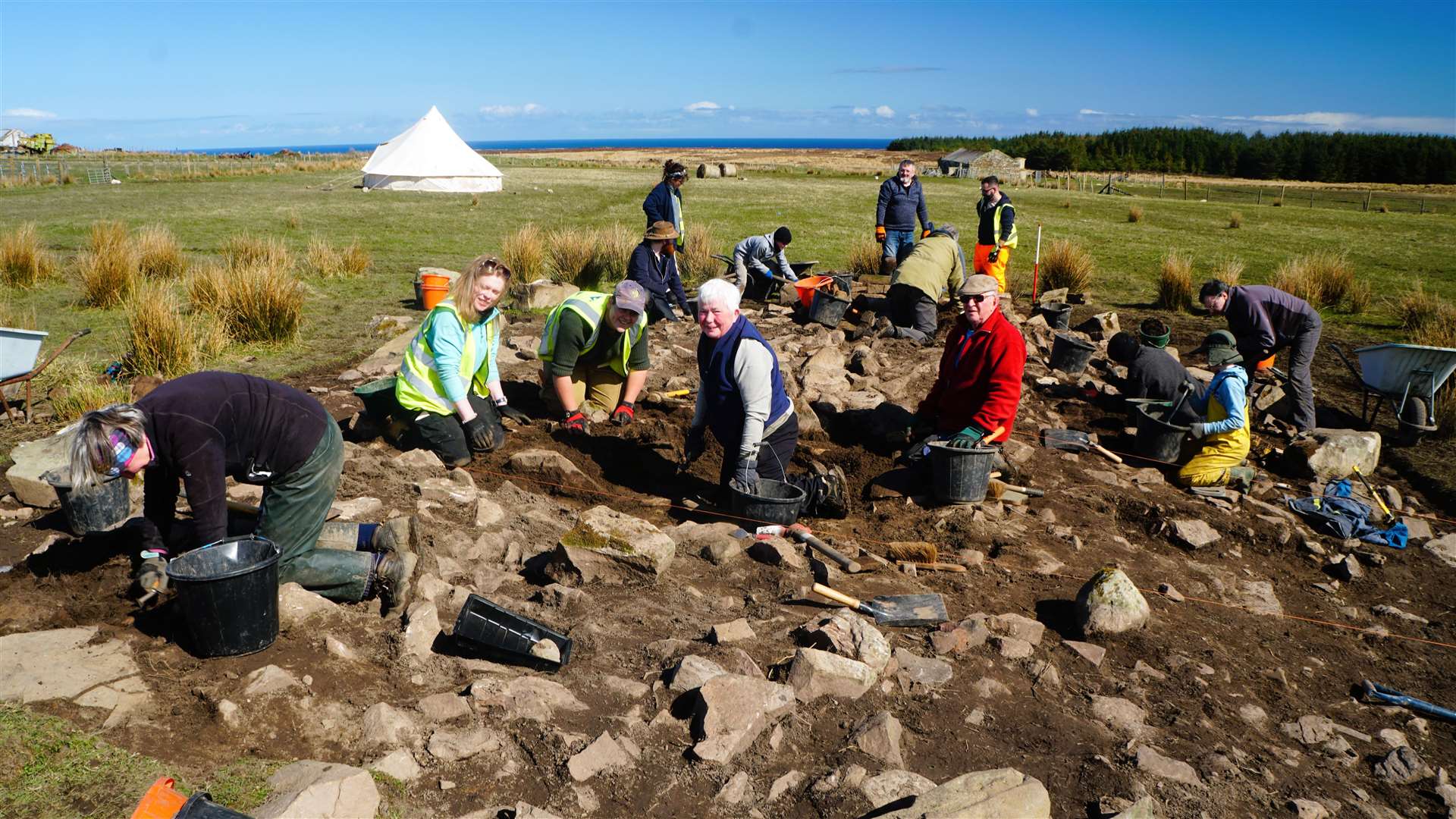The team enjoyed some sunshine during the dig last Wednesday. Picture: DGS