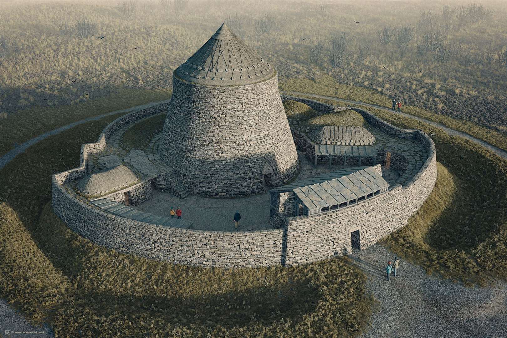 One of the newly released digital reconstruction images for the Caithness replica broch. Image © Bob Marshall