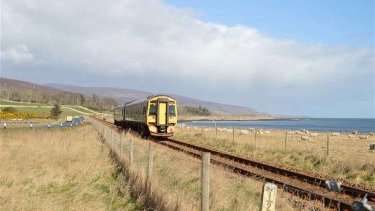 A ScotRail train travelling on the Far North Line north of Brora. Picture: Network Rail Scotland.
