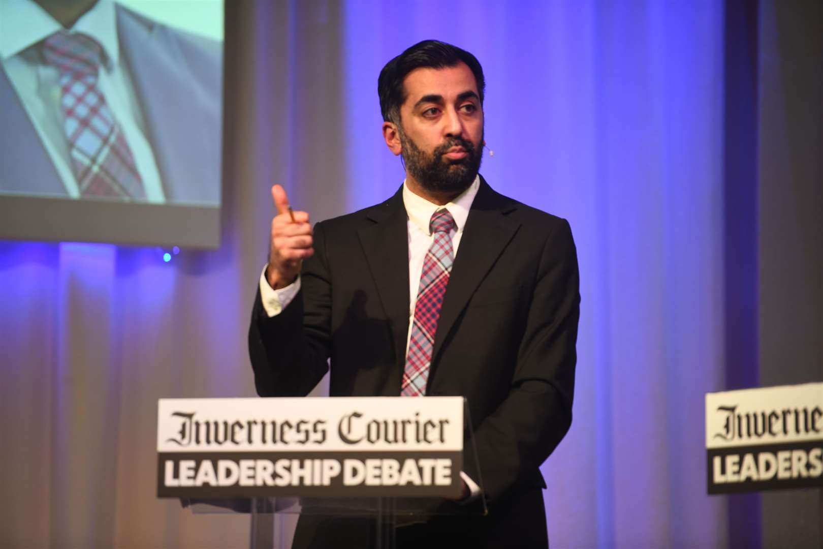 Humza Yousaf speaking at last month's Inverness Courier leadership debate before he was appointed as First Minister. Picture: James Mackenzie
