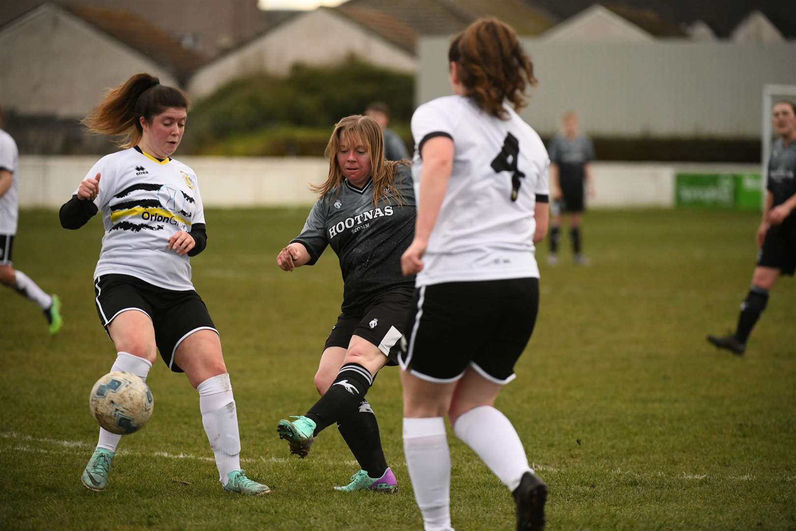 Donna Majilton scoring one of her two goals at Grant Street Park. Picture: James Mackenzie