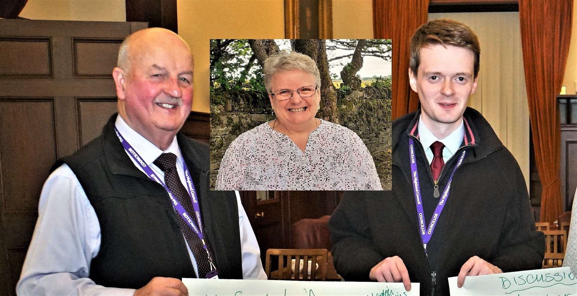 Wick and East Caithness councillors Willie Mackay (left) and Andrew Sinclair with inset picture of Jill Tilt. Questions were asked at a recent community council meeting regarding their attendance.