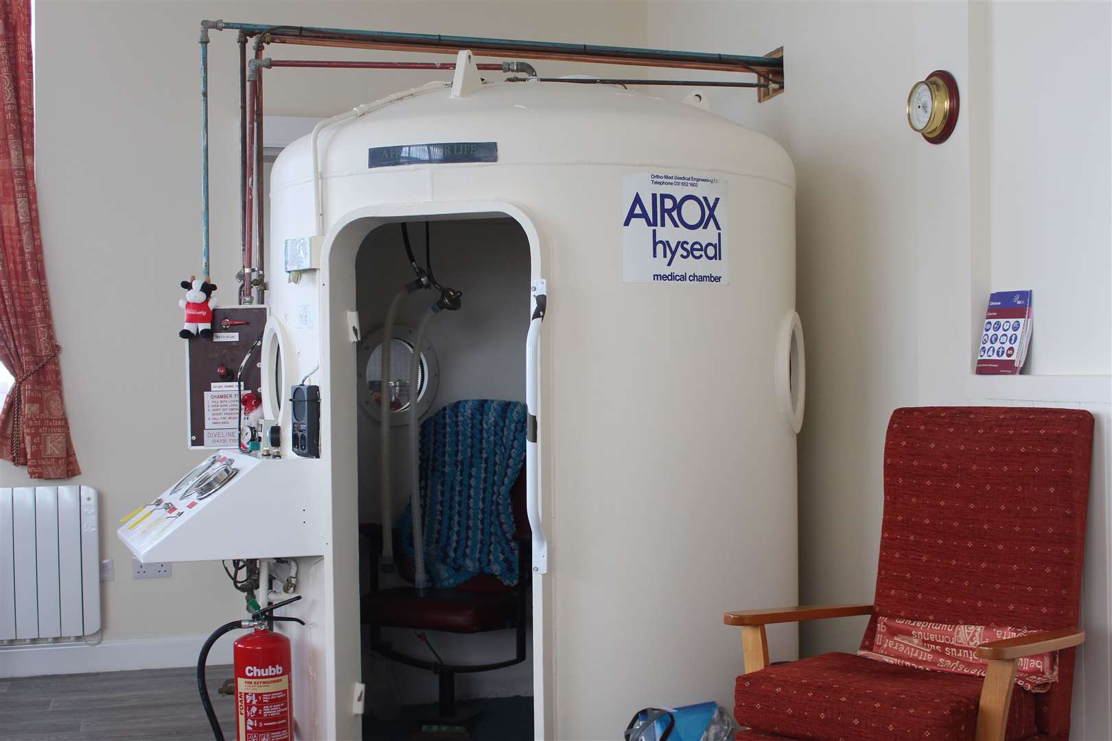 The barochamber inside the Healing Hub in Wick. The oxygen therapy it provides can help people with a range of health issues, including long Covid.